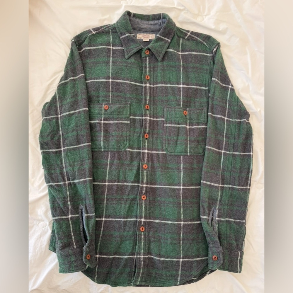 Men’s Wallace & Barnes Heavyweight Flannel Navy/Green Size Small